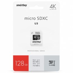 Карта памяти Smartbuy microSDXC U3 128GB PRO
